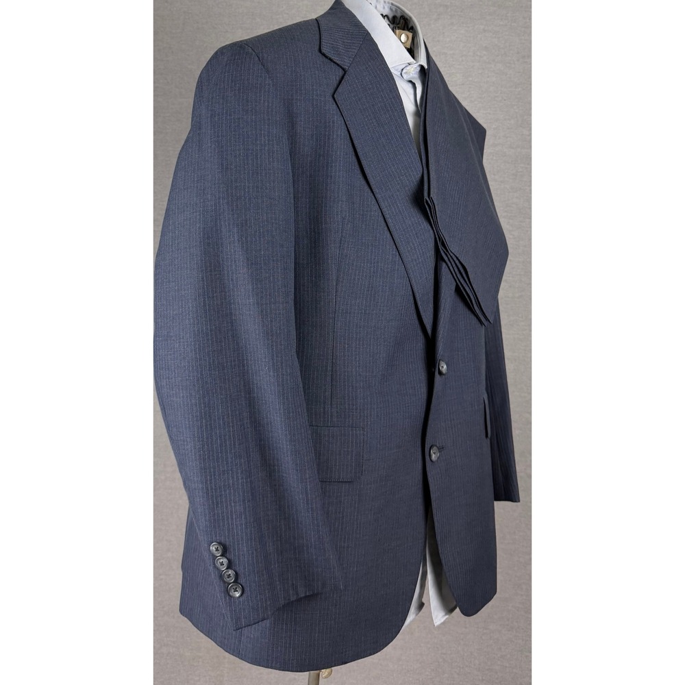Hart Schaffner Marx Wallachs Vintage Pinstripe Suit‎ Navy Blue 40L 37x29